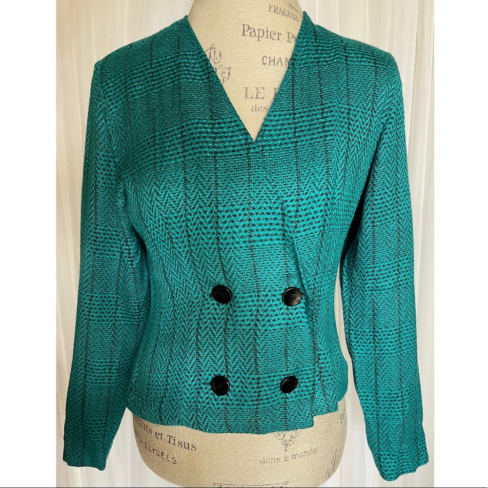Vintage Cropped Blazer Double Breasted Size 7/8 - Picture 1 of 2